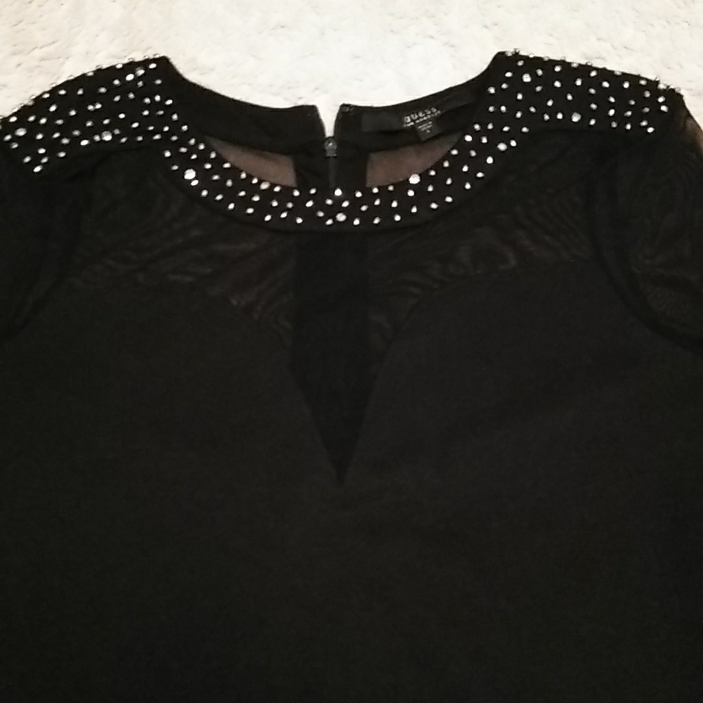 Guess LA 🖤 Mesh Accent Studded Blouse